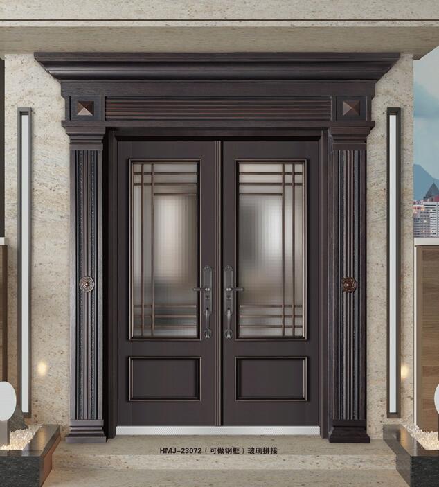 <?= 帶門頭門柱的銅鋁門 ?>